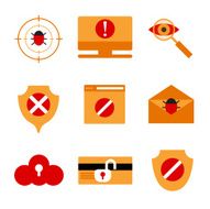 Set of icons displaying IT security