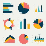 Flat charts graphs Vector design N3