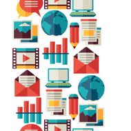 Media and communication seamless pattern with blog icons N3