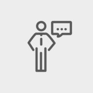 Businessman with speech bubble thin line icon N4