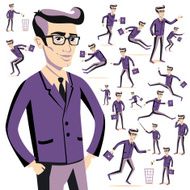 Flat people icons situations web infographic vector set Men lifestyle N24