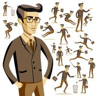 Flat people icons situations web infographic vector set Men lifestyle N25