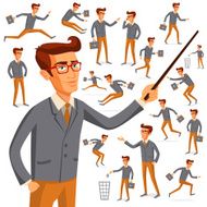 Flat people icons situations web infographic vector set Men lifestyle N27