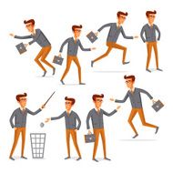 Flat people icons situations web infographic vector set Men lifestyle N30