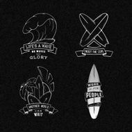 Modern Sketch isolated set of surfing illustration logo emblem