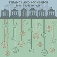 Economics and finance infographic Investment projects Banks N32