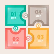 Infographics Four steps Square puzzle