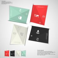 Illustration with four paper folded sheets on light