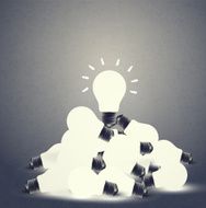 Bulbs and idea on vintage tone background vector illustration
