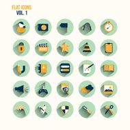 Modern flat icons collection with long shadow effect Vector