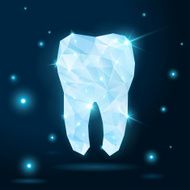 Polygonal white tooth on dark background