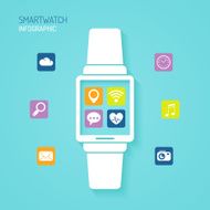 Smart watch wearable device with apps icons