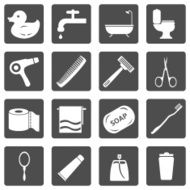 Vector Set of Bathroom and Hygiene Icons N15