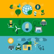 Eco energy horizontal banners set