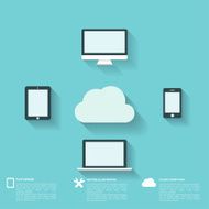 Flat abstract background with web icons Interface symbols Cloud computing N68