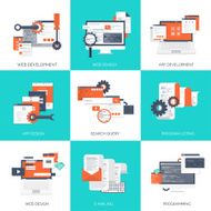 Vector illustration Flat computing background Programming coding Web development and N84