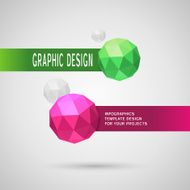 Abstract infographic design with two color spherical elements