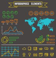 Linear set of business infographics elements and symbols for design