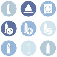 Vector Set of Condom Icons Types Condoms N13