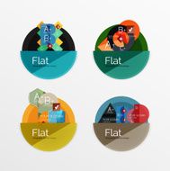 Set of flat design circle infographic icons N69