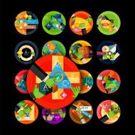 Set of flat design circle option infographics concepts N122