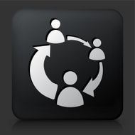 Black Square Button with Contact Web Icon N2