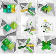 Set of paper graphic infographic modern template N30