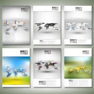 Set of world maps in perspective blurred infographic vectors Brochure N3