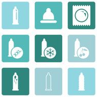Vector Set of Condom Icons Types Condoms N14