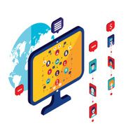 Social network and technology concept Modern flat isometric design N6