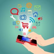 Smart phone in hands Online communication