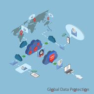 Flat 3d web isometric online safety data protection N8