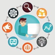 Vector social media concept - project manager