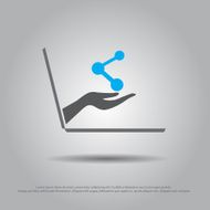 hand hold share from thd laptop vector icon