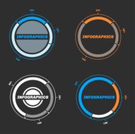 Round lined diagram with percentage Set of 4
