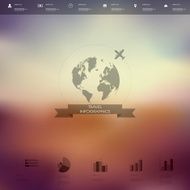 Blurred background user interface with globe badge and ribbon element N2