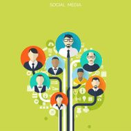 Flat social media and network concept Business background global communication N8