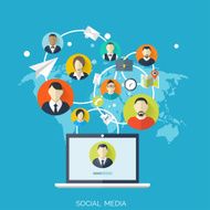 Flat social media and network concept Business background global communication N9