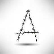 Barbed Wire Vector Letter A Symbol
