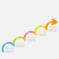 Colorful upwards arrow with screw Timeline Infographic text Template Flat