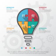 Step design of four part light bulb infographic element Vector N4
