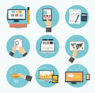 Business office and marketing items icons N22