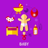 Colorful flat baby design N2