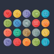 Round Thin Icon with Shadow Set 6 N2
