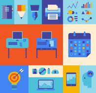 Modern business workflow illustration set N2