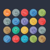 Round Thin Icon with Shadow Set 14