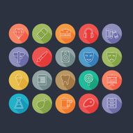 Round Thin Icon with Shadow Set 12