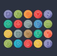 Round Thin Icon with Shadow Set 9