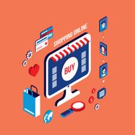 Flat 3d isometric design Shopping online Successful business e-commerce concept N4