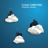 Cloud computing concept template with servers Low polygonal modern design N2